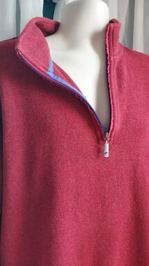 Orvis Men's Quarter Zip Pullover Sweater XL Burgundy 100% Cotton